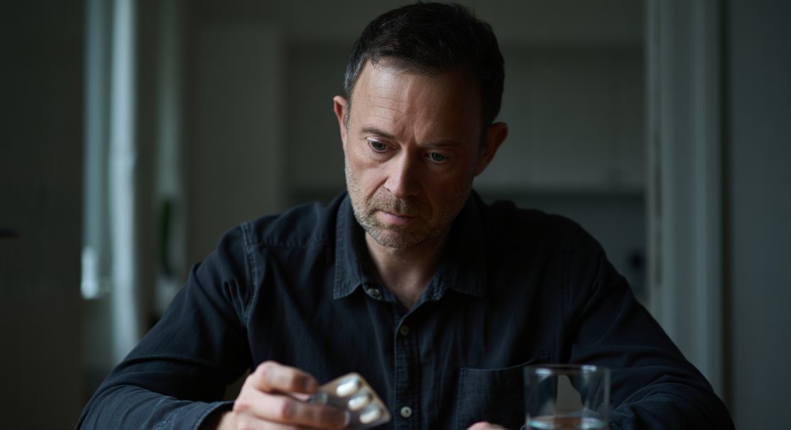 Мужчина сдерживает зависимость от габапентина